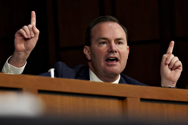 Senator Mike Lee, a Republican from Utah, speaks during a Senate Judiciary Committee confirmation hearing on October 13, 2020 in Washington, DC.