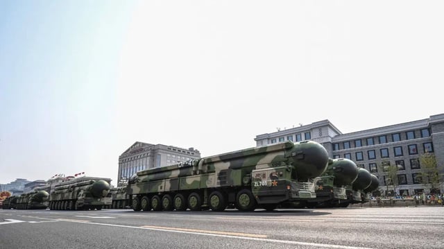 A formation of China's Dongfeng-41 nuclear missiles.