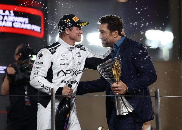 Formula One F1 - Abu Dhabi Grand Prix - Yas Marina Circuit, Abu Dhabi, United Arab Emirates - December 8, 2024  Actor Brad Pitt is seen during filming for an F1-inspired movie alongside actor Javier Bardem REUTERS/Amr Alfiky/File Photo