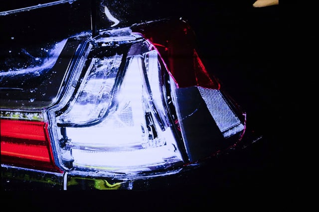 A photo of the right rear taillight on Read's SUV was presented as evidence during her retrial on June 3, 2025, in Dedham, Massachusetts.