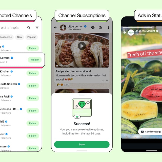 Channel subscriptions, promoted channels, and status ads come to WhatsApp