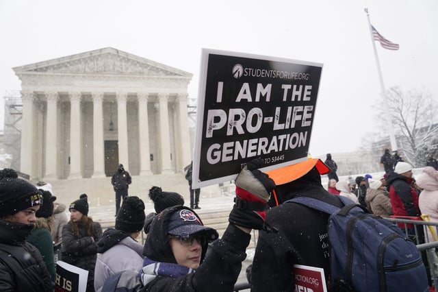 Anti-abortion activists march and rally in front of the U.S. Supreme Court during the annual March for Life in Washington, D.C., on Jan. 19, 2024.