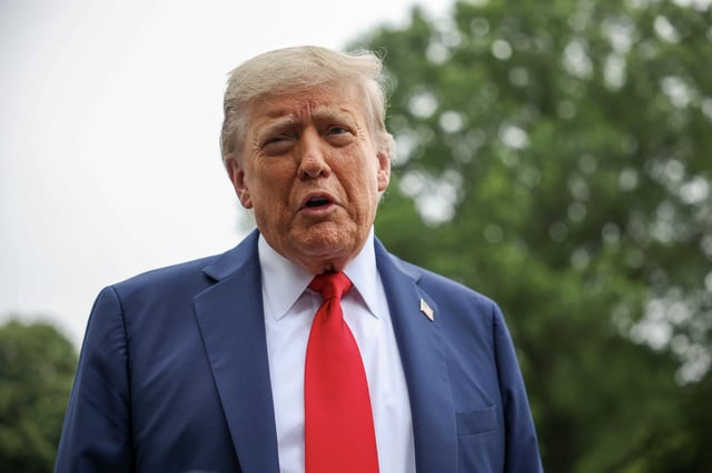 U.S. President Donald Trump on the South Lawn at the White House on June 15, 2025 in Washington, DC.