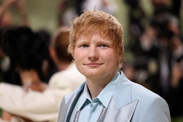 Ed Sheeran poses at the Met Gala, an annual fundraising gala held for the benefit of the Metropolitan Museum of Art's Costume Institute with this year's theme 'Sleeping Beauties: Reawakening Fashion' in New York City, New York, U.S., May 6, 2024. REUTERS/Andrew Kelly/File Photo