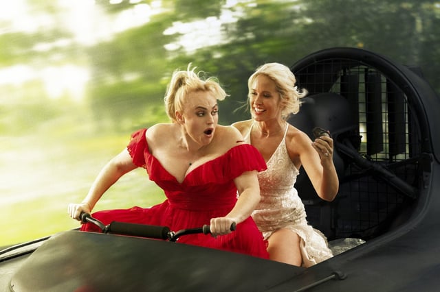 This image released by Magenta Light Studios shows Rebel Wilson, left, and Anna Camp in a scene from "Bride Hard." (Magenta Light Studios via AP)