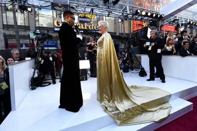 Billy Porter, left, and Glenn Close attend the Academy Awards on Feb. 24, 2019.