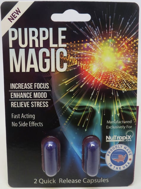 This photo provided by the FDA in January 2024 shows capsules of Purple Magic, a product labeled to contain tianeptine. 