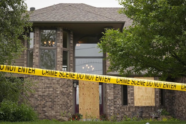 Police tape blocks off the home of Minnesota state Rep. Melissa Hortman, Sunday, June 15, 2025, in Brooklyn Park, Minn.