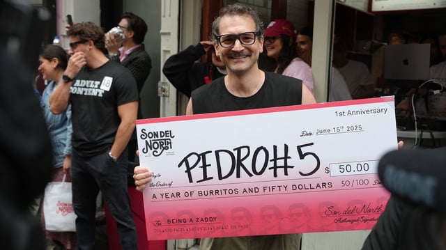 George Gountas at the Son Del North Pedro Pascal lookalike contest in New York City. Gountas, a lighting technician who works for "The Daily Show," was dubbed "Pedro No. 5" during the contest.
