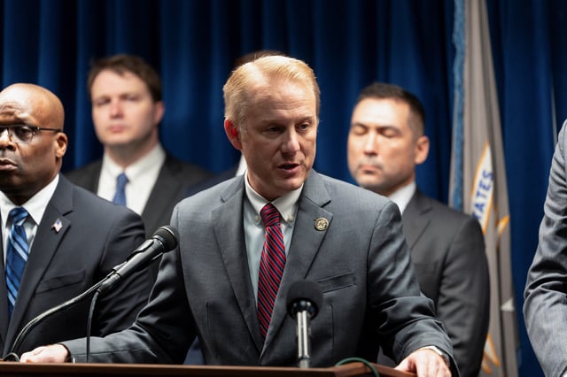 Superintendent of the Minnesota Bureau of Criminal Apprehension Drew Evans addresses media after the U.S. Attorney's Office announced plans to bring numerous federal charges, including murder, against Vance Boelter, the suspect in the shooting deaths of Democratic assemblywoman Melissa Hortman and her husband Mark, Minnesota, U.S., June 16, 2025.   REUTERS/Tim Evans