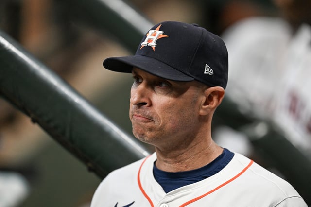 HOUSTON, TEXAS - SEPTEMBER 07: Manager Joe Espada #19 of the Houston Astros looks on prior to the game against the Arizona Diamondbacks at Minute Maid Park on September 07, 2024 in Houston, Texas.