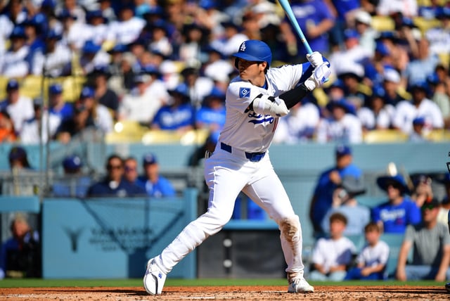 Jun 15, 2025; Los Angeles, California, USA; Los Angeles Dodgers designated hitter Shohei Ohtani (17) at bat during the second inning against the San Francisco Giants at Dodger Stadium. Mandatory Credit: Gary A. Vasquez-Imagn Images/File Photo