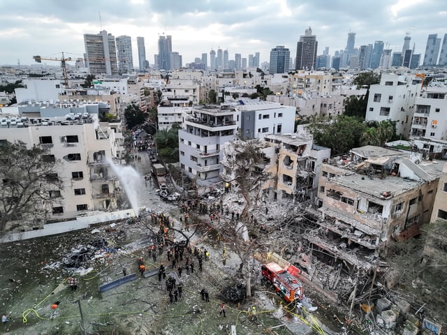A drone photo shows the damage over residential homes at the impact site following missile attack from Iran on Israel, in Tel Aviv, Israel June 16, 2025. REUTERS/Moshe Mizrahi/File Photo