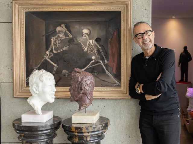 Bob Rennie with some of his art collection in Vancouver on Monday.