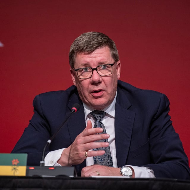 Premier of Saskatchewan Scott Moe, pictured, and his Alberta colleague Danielle Smith both want a port-to-port trade corridor that would help Canadian goods reach Asian markets.