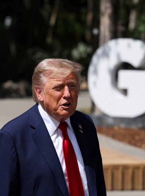 US President Donald Trump at the G7 summit in Kananaskis, Alberta, Canada on Monday. Photo: Pool, via AP