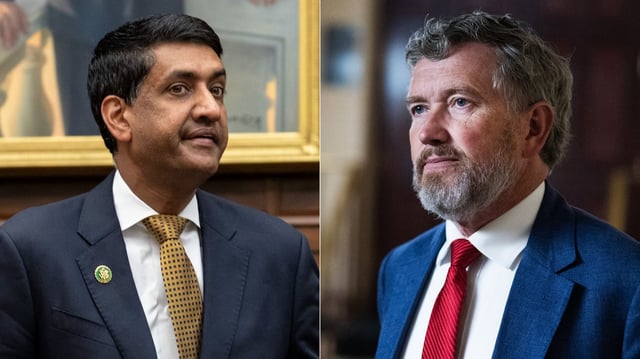 Reps. Ro Khanna and Thomas Massie. Photos: Drew Angerer, Tom Williams/CQ-Roll Call via Getty Images