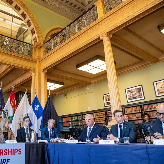 Northeast U.S. Governors and Canadian Premiers  discuss the impacts of President Trump's tariffs on trade and how American and Canadian leaders can work to create beneficial economic relations between each other.