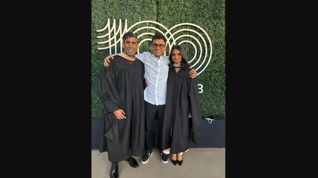 Rohan Murty with sister Akshata Murty and brother-in-law Rishi Sunak at Stanford. 