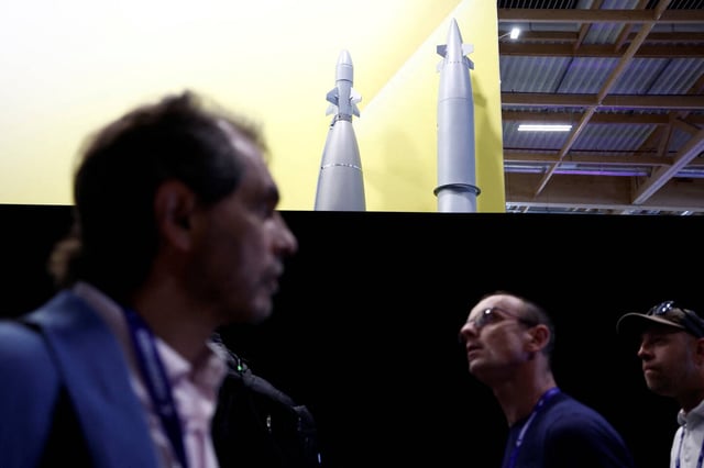 Le stand d'Elbit Systems fermé lors du 55e salon du Bourget à l'aéroport du Bourget près de Paris, France, le 16 juin 2025.