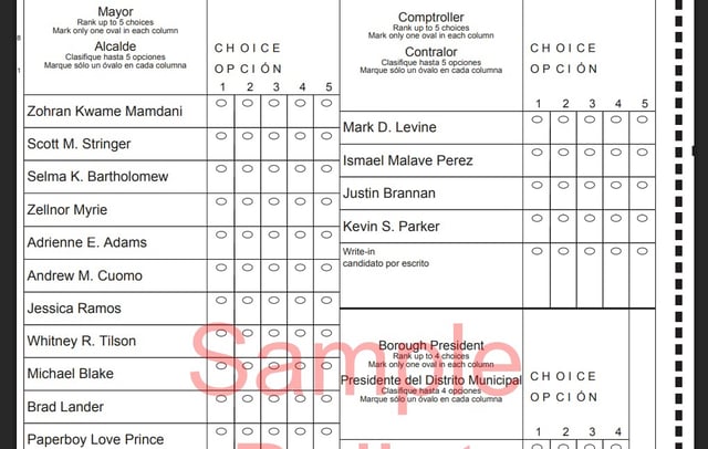 A sample ballot for the upcoming primary.