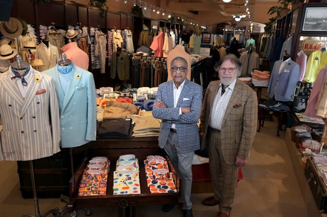 From left, John Massey, vice president and creative director, and Marc Sklar, president and CEO, of Gian Marco Menswear, an upscale clothing store named Baltimore’s best. (Kim Hairston/Staff)