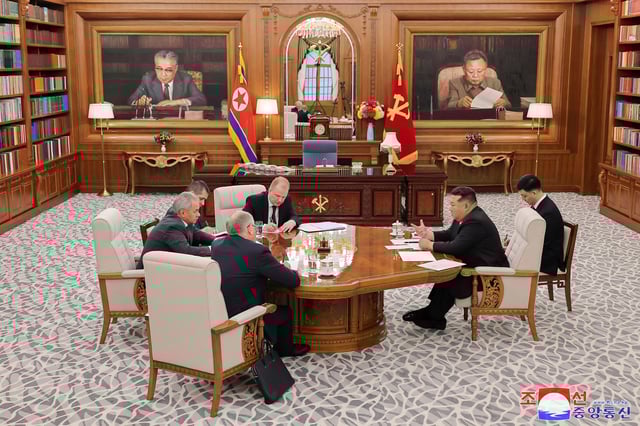 North Korean leader Kim Jong Un meets Russia's Secretary of the Security Council Sergei Shoigu in Pyongyang, North Korea, June 4, 2025, in this picture released by the Korean Central News Agency. KCNA via REUTERS/ File Photo