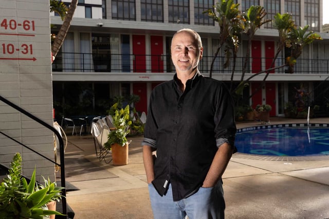 Chip Conley poses for a portrait at the Phoenix Hotel in San Francisco in 2024. Conley, who owns the hotel, said it will be closing.