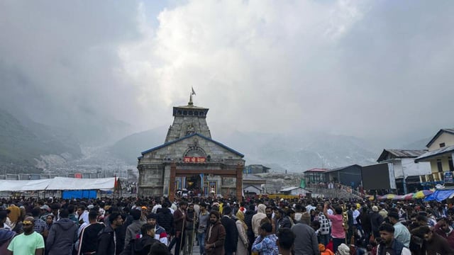Rudraprayag: People arrive to offer prayers at the Kedarnath temple in Rudraprayag district, Uttarakhand on June 15 (PTI)