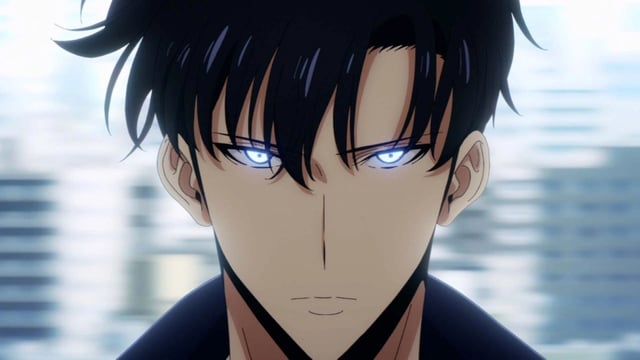 Anime guy with black hair and blue eyes