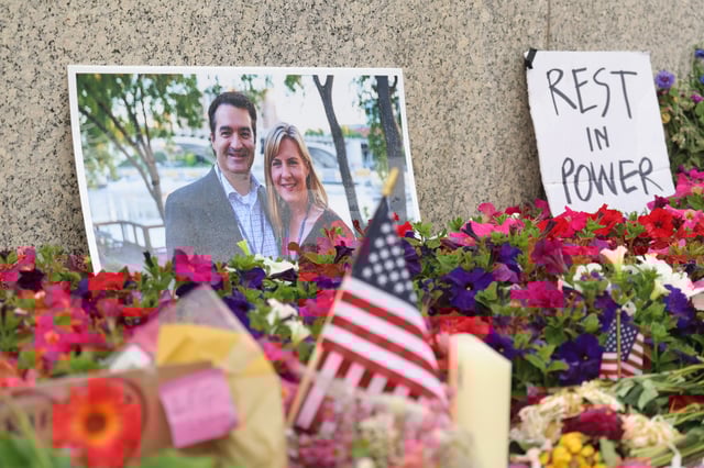 ST PAUL, MINNESOTA - JUNE 16:  A makeshift memorial for DFL State Rep. Melissa Hortman and her husband Mark Hortman is seen at the Minnesota State Capitol building on June 16, 2025 in St. Paul, Minnesota. Law enforcement agencies captured a suspect in the killing of DFL State Rep. Melissa Hortman and her husband, Mark Hortman, who were shot at their home on June 14th. DFL State Sen. John Hoffman and his wife were also shot and hospitalized in a separate incident. Minnesota Gov. Tim Walz said during a press conference that the shooting &#34;appears to be a politically motivated assassination.&#34; (Photo by Steven Garcia/Getty Images)