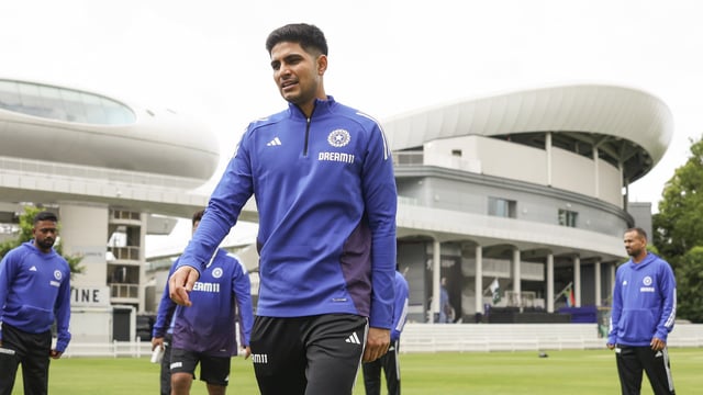 Indian Test captain Shubman Gill during a practice session ahead of the Test cricket match series against England