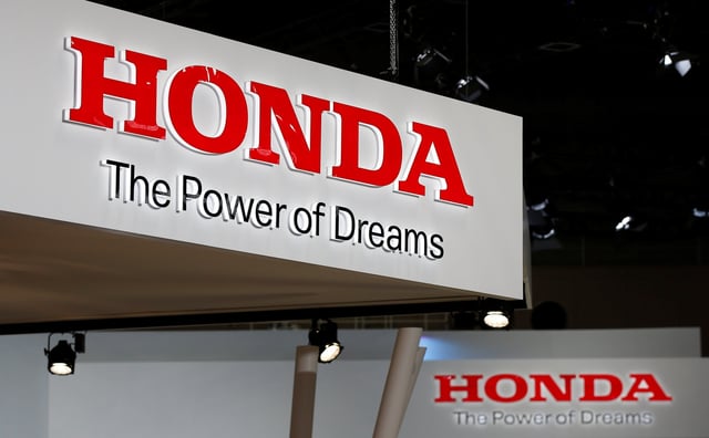 The logos of Honda Motor Co. is pictured at the 45th Tokyo Motor Show in Tokyo, Japan October 25, 2017. Picture taken October 25, 2017.  REUTERS/Toru Hanai