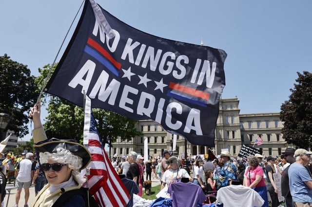 Many &#34;No Kings&#34; protests were held across the country, including this one outside the Michigan Capitol in Lansing, Michigan, on June 14, 2025.