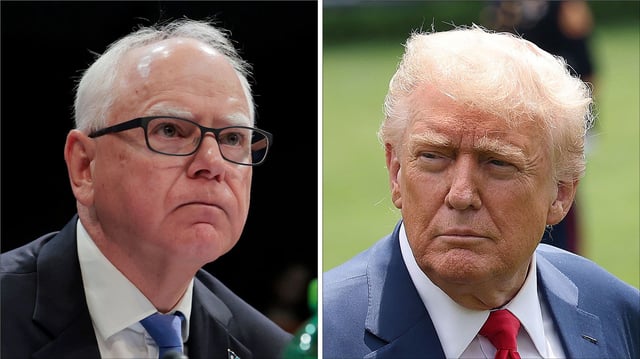 Minnesota Gov. Tim Walz and President Donald Trump.