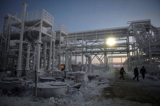 The Utrenneye natural gas field located in Russia's Arctic Circle, pictured in November 2021.