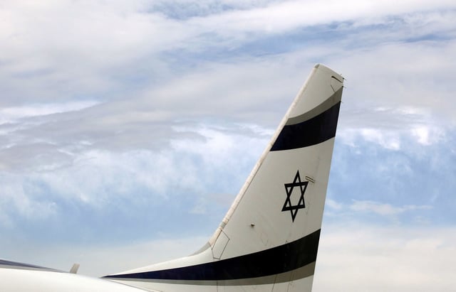 An Israel El Al airlines plane is seen after its landing following its inaugural flight between Tel Aviv and Nice at Nice international airport, France, April 4, 2019.    REUTERS/Eric Gaillard/File Photo