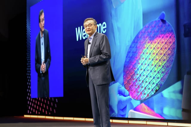 Lip-Bu Tan, Intel CEO, speaks in a keynote presentation at Intel Foundry Direct Connect on April 29, 2025, in San Jose. The Bay Area semiconductor giant, will lay off between 15% and 20% of its factory workforce beginning in July, a move expected to eliminate over 10,000 jobs globallyTan, who took over in March, has pledged to streamline operations and eliminate bureaucracy. 
 