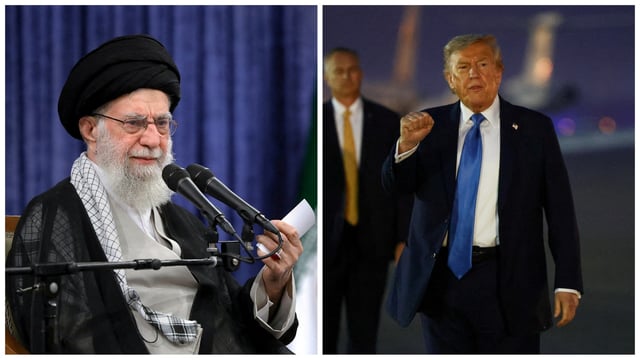 L: Iran Supreme Leader Ali Khamenei | R: US President Donald Trump
