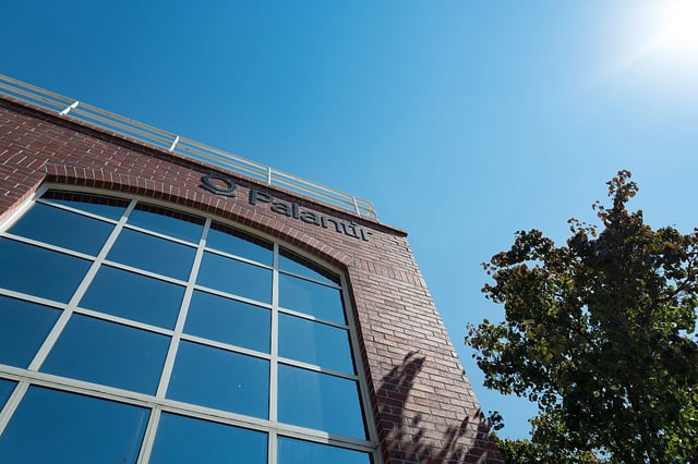 A view of the headquarters of Palantir, in Palo Alto, Calif., on Aug. 25, 2016. (Photo via Smith Collection/Gado/Getty Images).