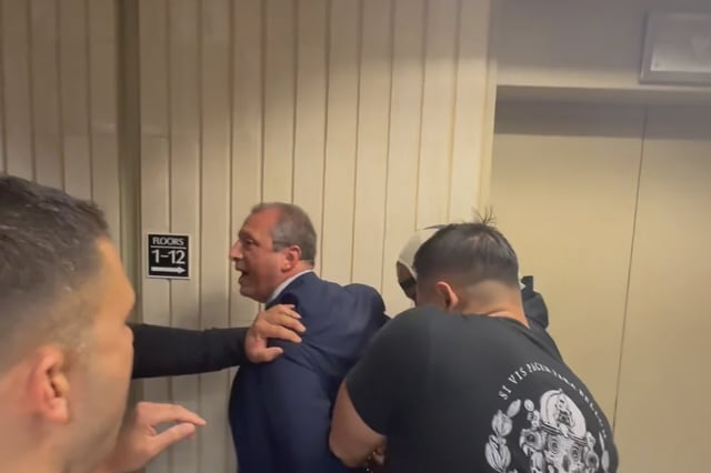 A screenshot of City Comptroller Brad Lander being detained by federal agents at immigration court in Lower Manhattan on June 17, 2025.