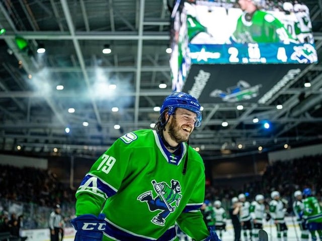 Abbotsford Canucks winger Sammy Blais has a lot to smile about in the Calder Cup Finals. He has scored, set up three goals, and is hard to play against.