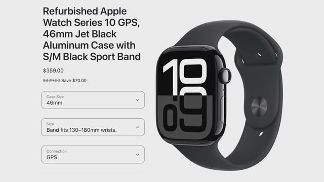 Save up to $110 on an Apple Watch Series 10 refurb.