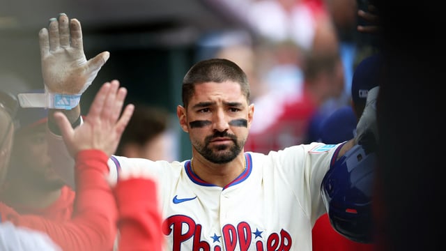 Nick Castellanos #8 of the Philadelphia Phillies will not be playing against the Miami Marlins.