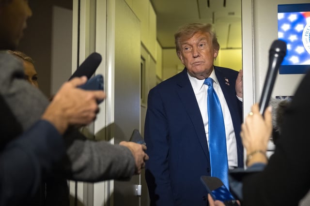 President Donald Trump speaks with reporters while flying aboard Air Force One en route from Calgary, Canada to Joint Base Andrews, Md., late Monday, June 16, 2025.