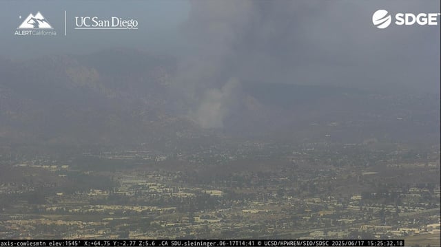 A fire was burning off El Monte Road in Lakeside on Tuesday. (ALERTCalifornia / UC San Diego)