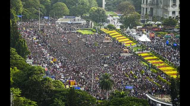 Bengaluru: An aerial view of fans gathered during Royal Challengers Bengaluru’s felicitation ceremony after the team won the Indian Premier League. (PTI)