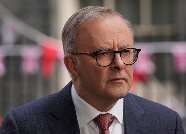 Australian Prime Minister Anthony Albanese looks on as he speaks to the media at Downing Street in London, Britain May 5, 2023. REUTERS/Maja Smiejkowska/File Photo
