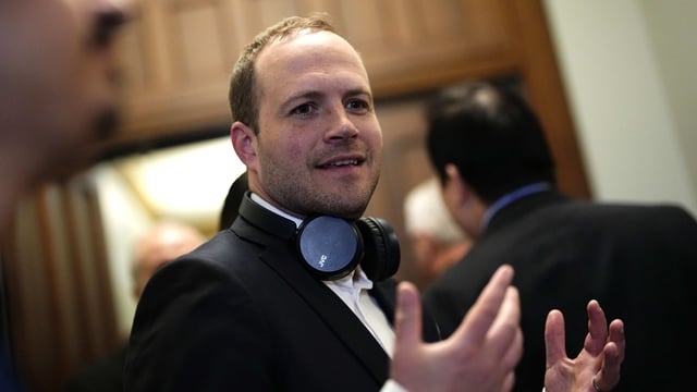 Liberal MP Nathaniel Erskine-Smith arrives for a meeting of the Liberal caucus on Parliament Hill in Ottawa on Sunday, May 25, 2025. THE CANADIAN PRESS/Justin Tang