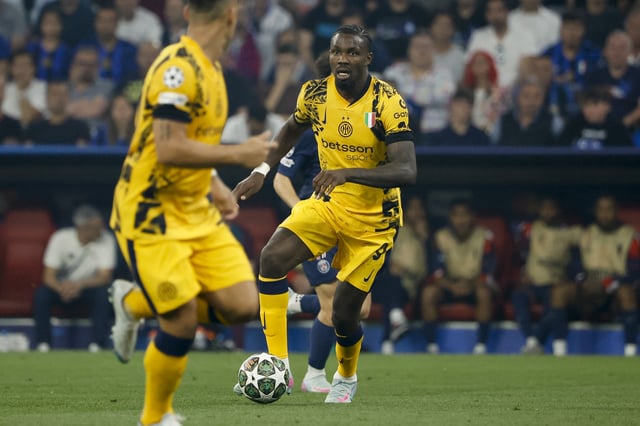 Marcus Thuram of Inter Milan during the UEFA Champions League Final 2025 between Paris Saint-Germain (PSG) and FC Internazionale Milano (Inter Milan) at Allianz Arena on May 31, 2025 in Munich, Germany.